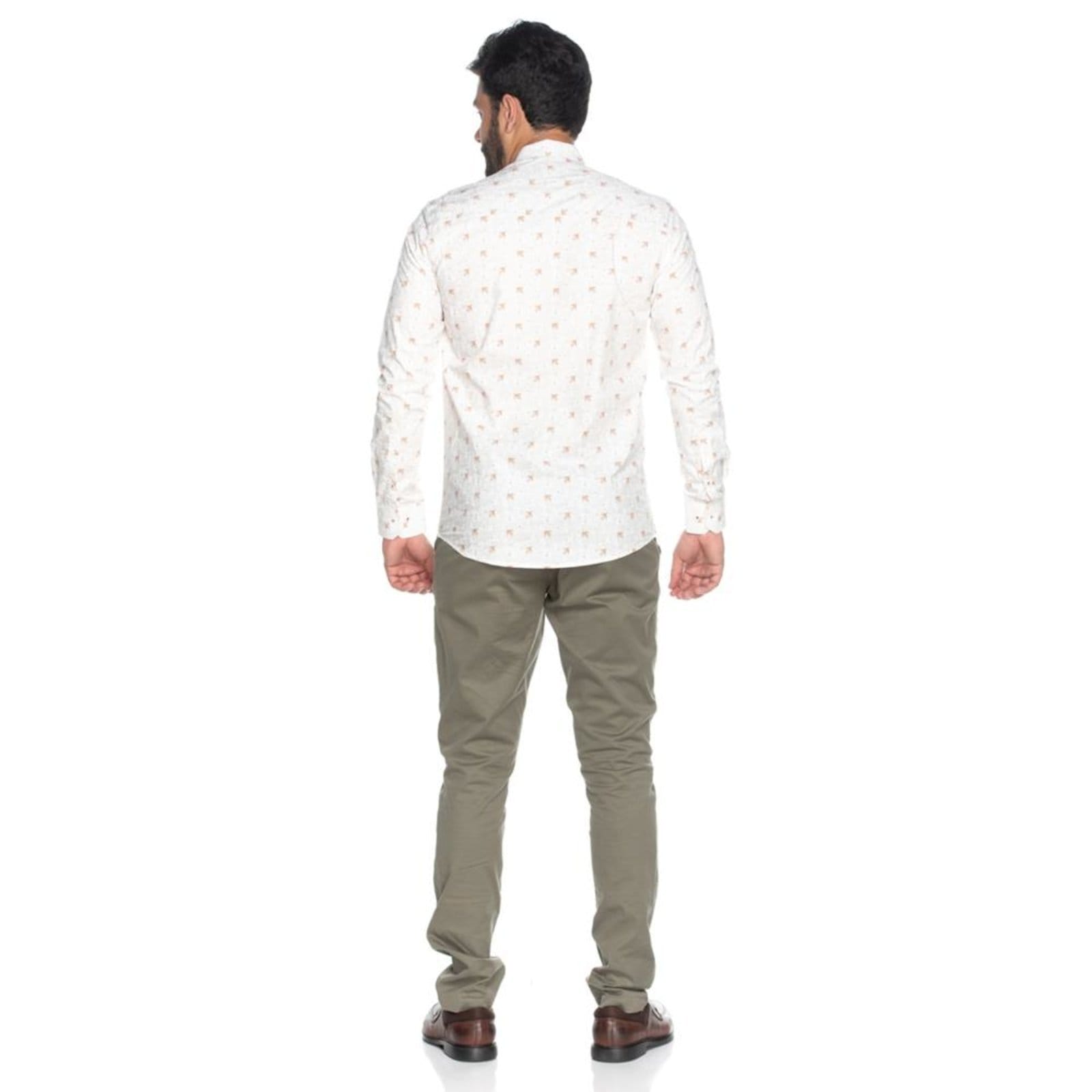 Vista 2 Camisa Social Masculina Teodoro Slim Algodão Floral Casual TEODORO CAMISARIA branco