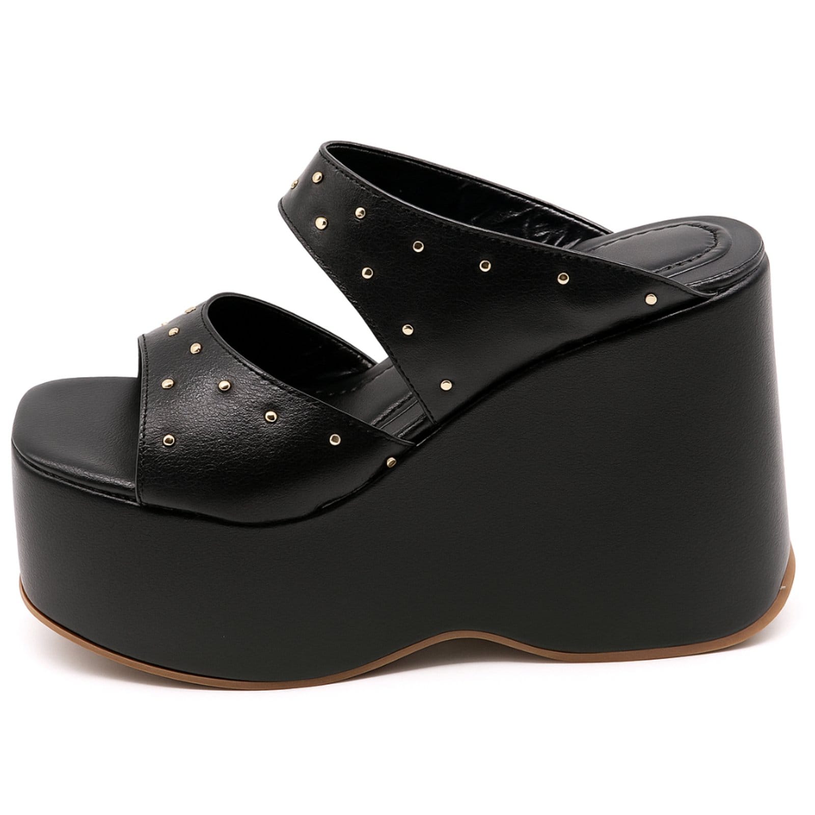 Vista 2 Sandália Feminina Anabela Aberta Floter Plataforma Alta 182179 Sete Sales preto