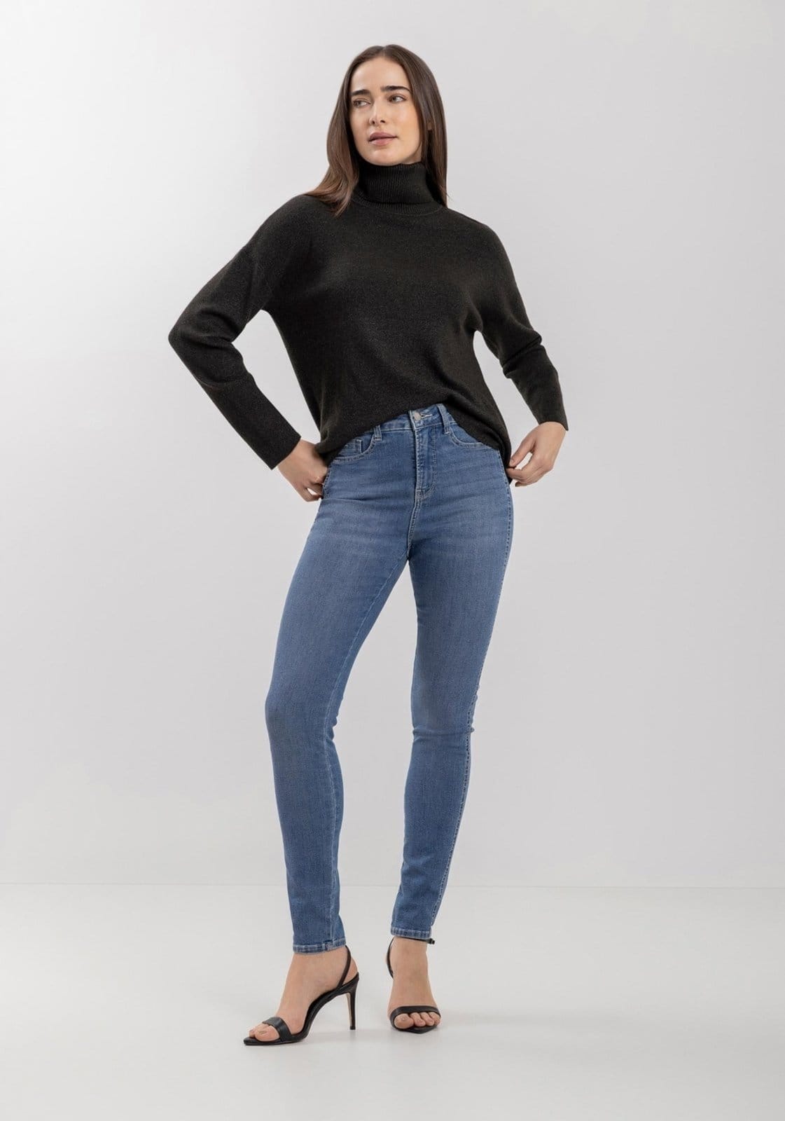 Vista principal Calça Jeans Skinny Com Cintura Alta E Tecnologia Perfect Lez a Lez azul