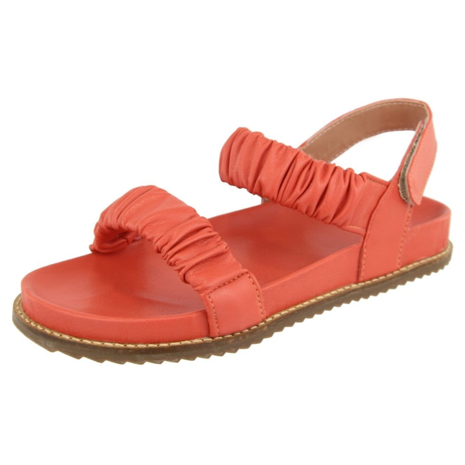 Vista principal Papete Rasteira Sandalia Flat Ocre TELLINI STORE laranja ocre