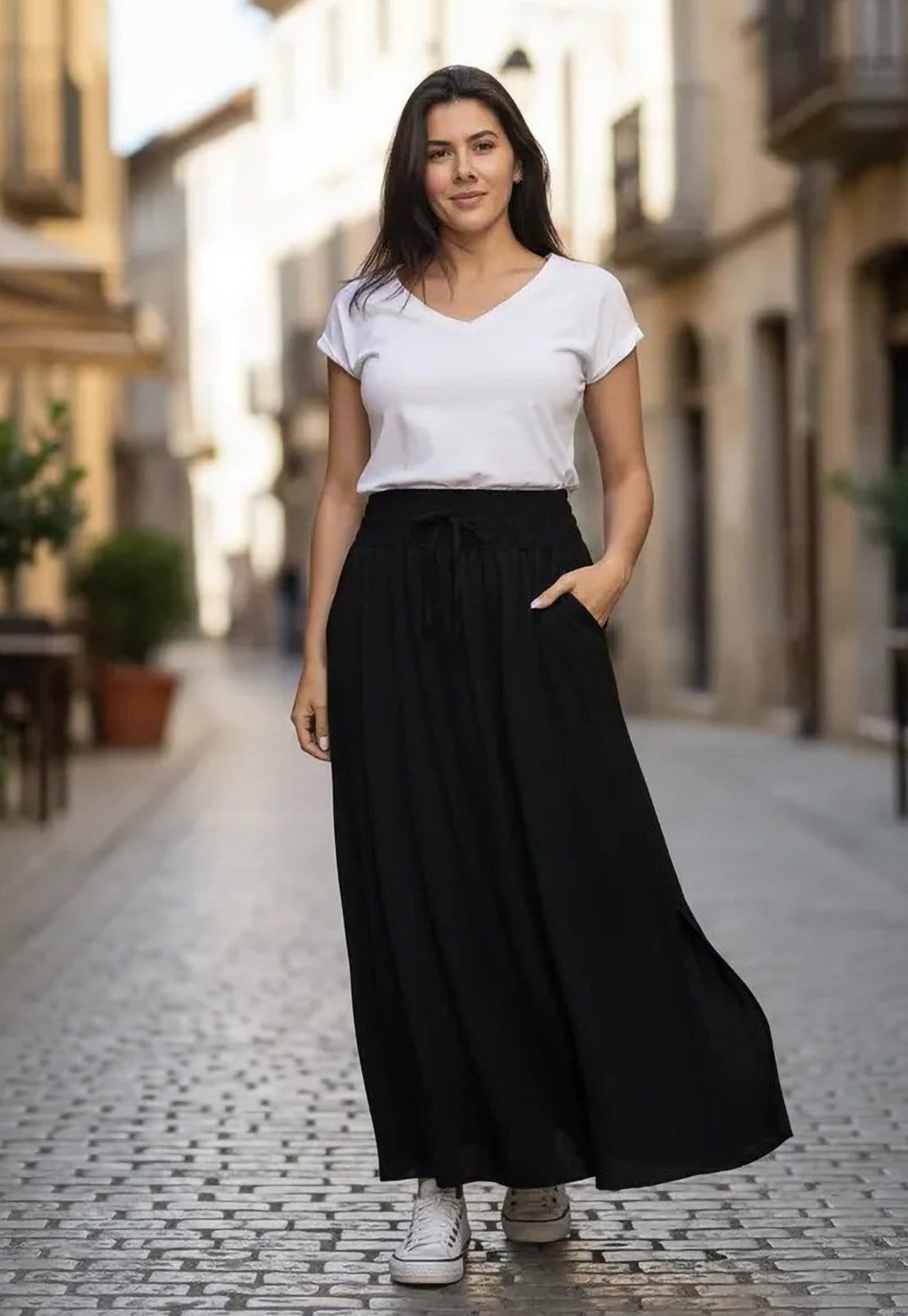 Saia Cabanafree Longa Viscose Preta