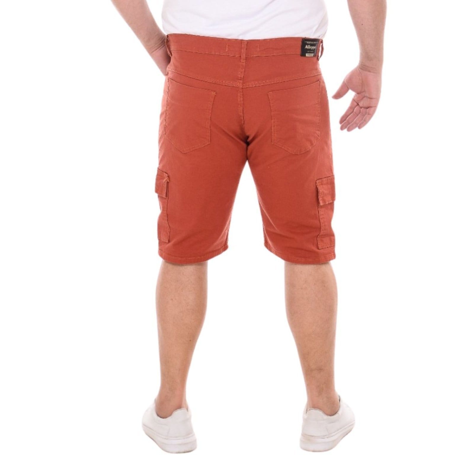 Vista 2 Bermuda Cargo Masculina Alleppo Jeans Collor Jamaica Ferrugem Plus Size Alleppo Jeans laranja