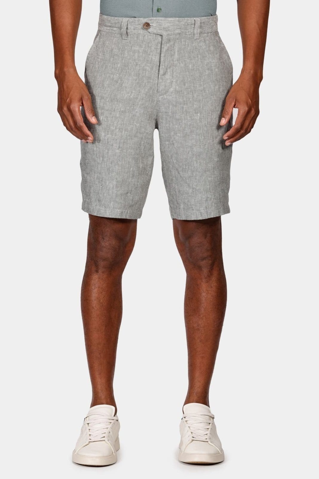 Bermuda Aramis Resort Linho Com Bolso Verde Folha Seca