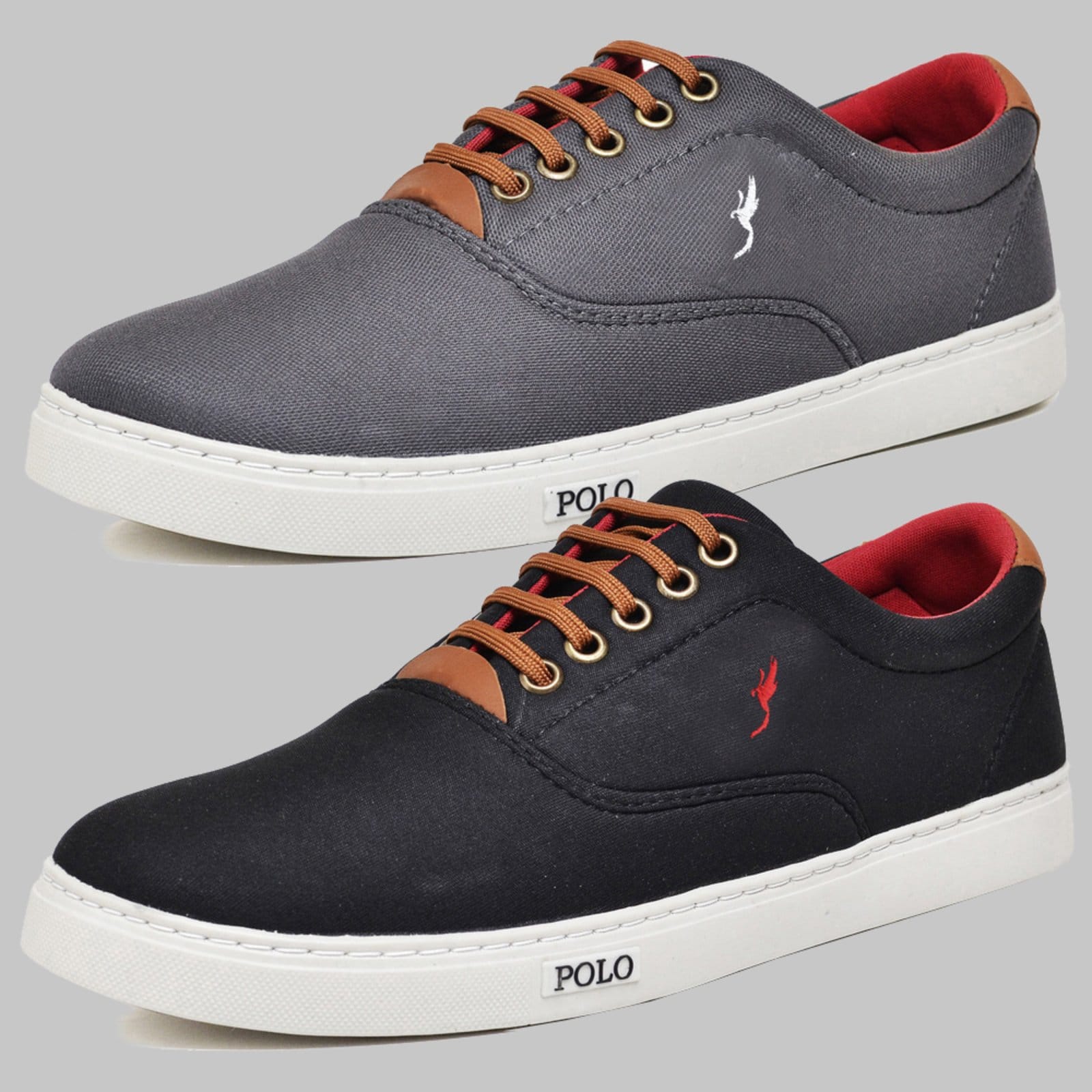 Vista principal Kit 2 Pares Sapatênis Casual Masculino Polo Cinza/Preto Polo Blu blu