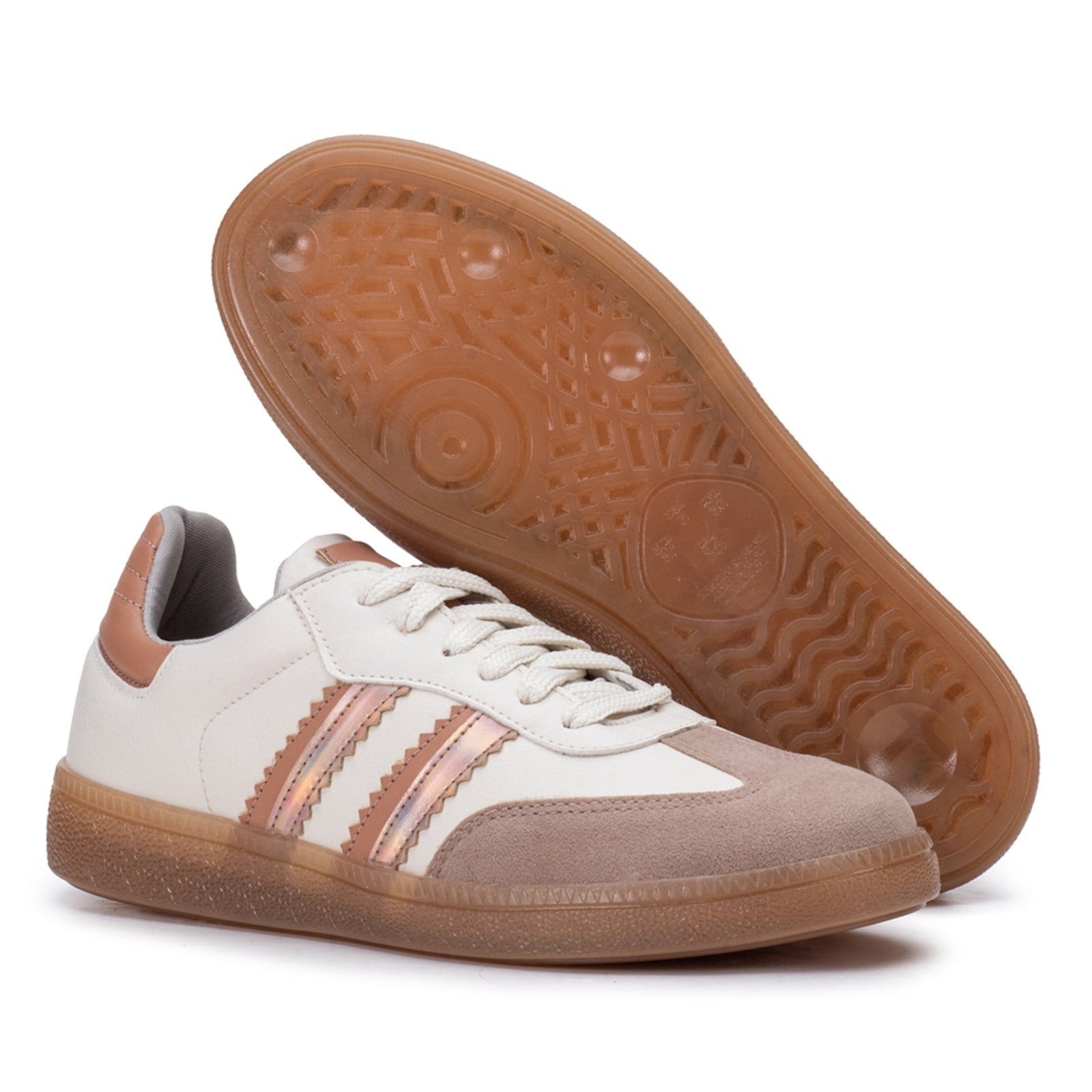 Vista 2 Tênis Feminino Casual Estilo Chuteira Original Nude Estilo Shoes branco/nude nude