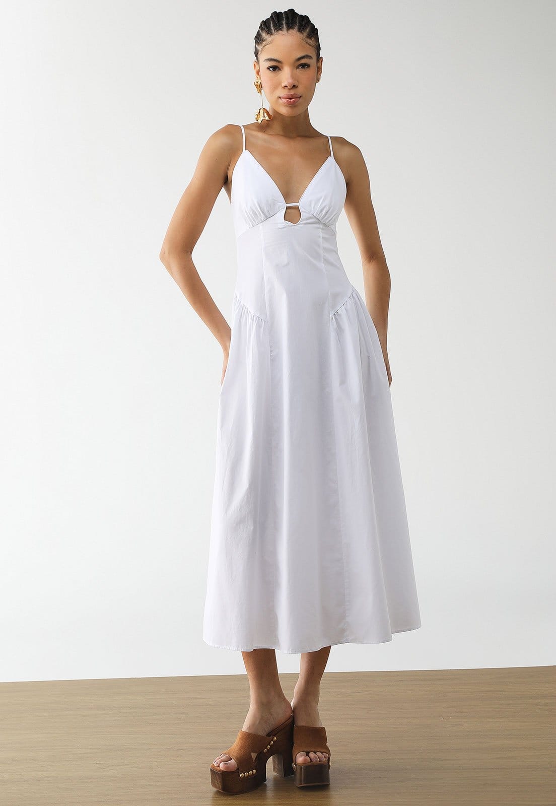 Vestido Feminino Farm Alças Finas Argola