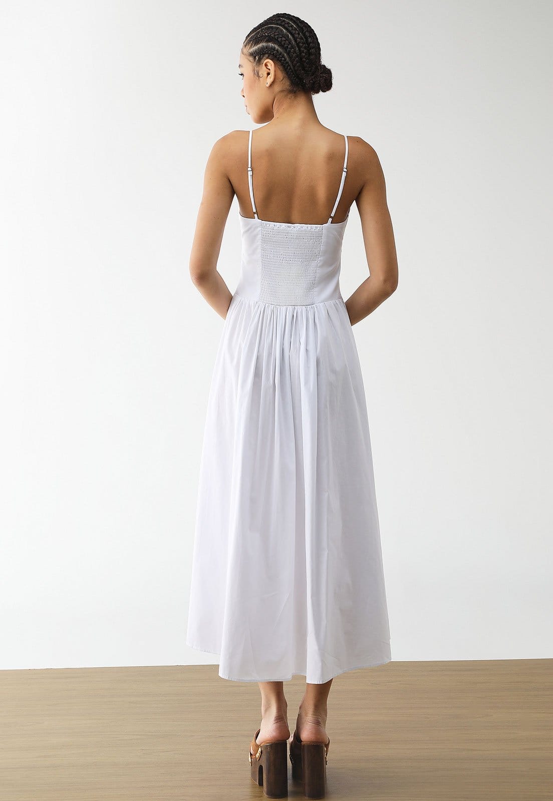 Vista 2 Vestido Feminino Farm Alças Finas Argola FARM branco