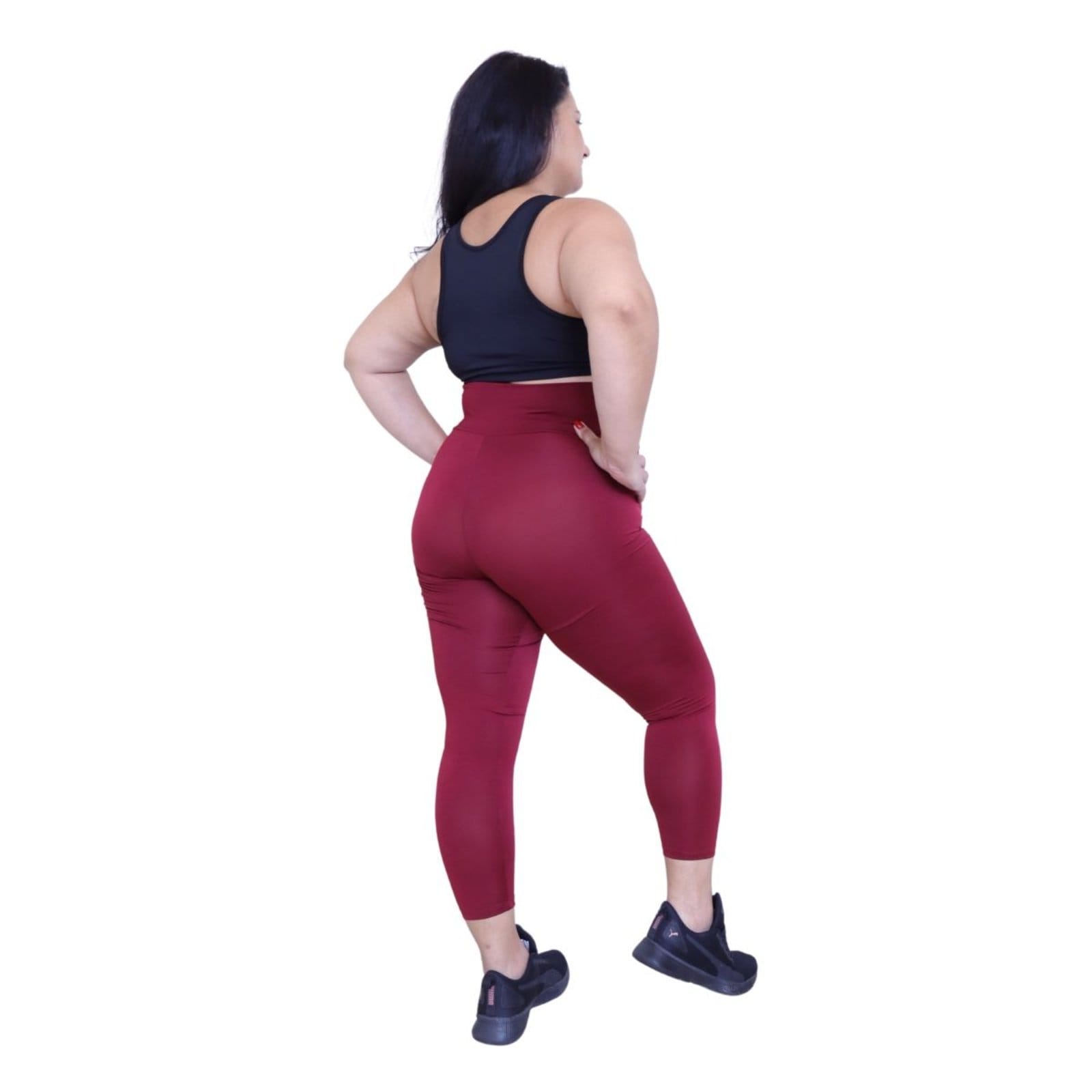 Vista 2 Calça Legging Plus Size Heide Ribeiro Corsário Fit Silver Vinho Heide Ribeiro vinho silver