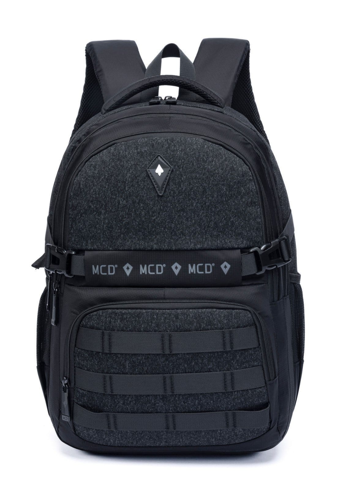 Vista principal Mochila MCD Juvenil Universitária Espaçosa Reforçada Moderna MCD cinza