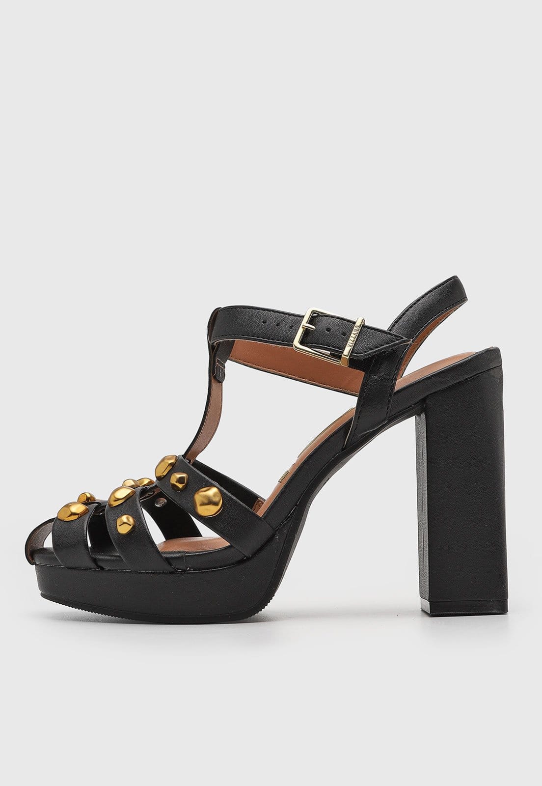 Sandália Feminina Vizzano Salto Alto Bloco Tachas Preta