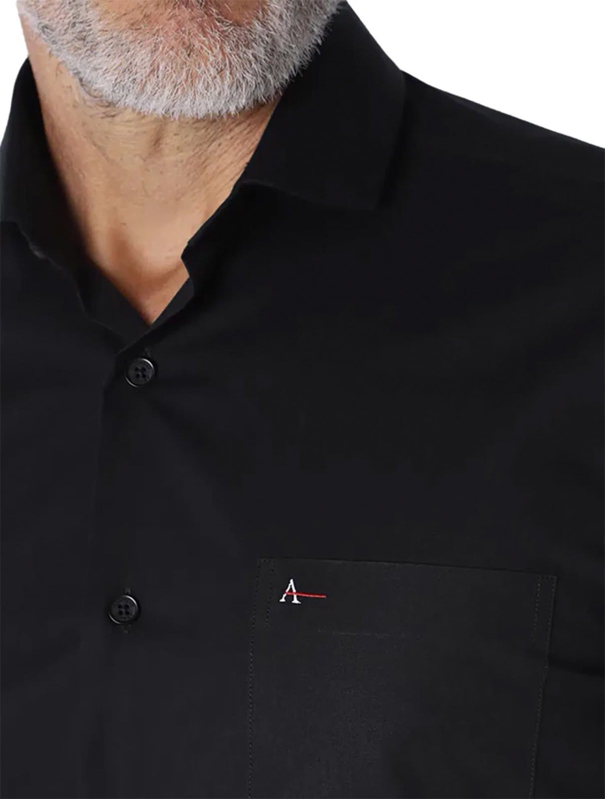 Vista 2 Camisa Aramis Masculina Regular Tricoline Stretch Pocket Preta Aramis preto