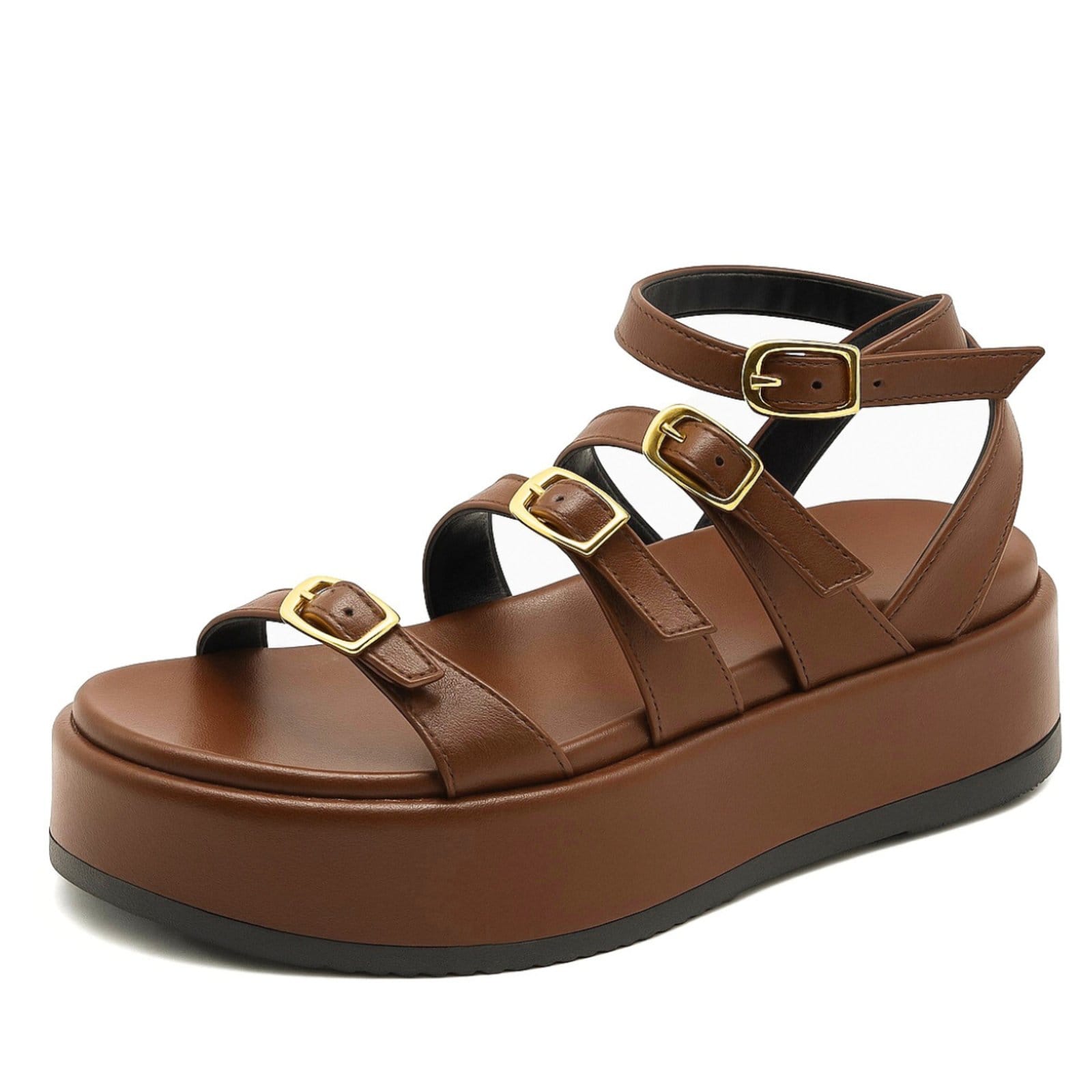 Vista 2 Sandália Feminina Papete Tiras Com Fivelas Ajustáveis Cacau Estilosa 5302 Hannah Footwear marrom