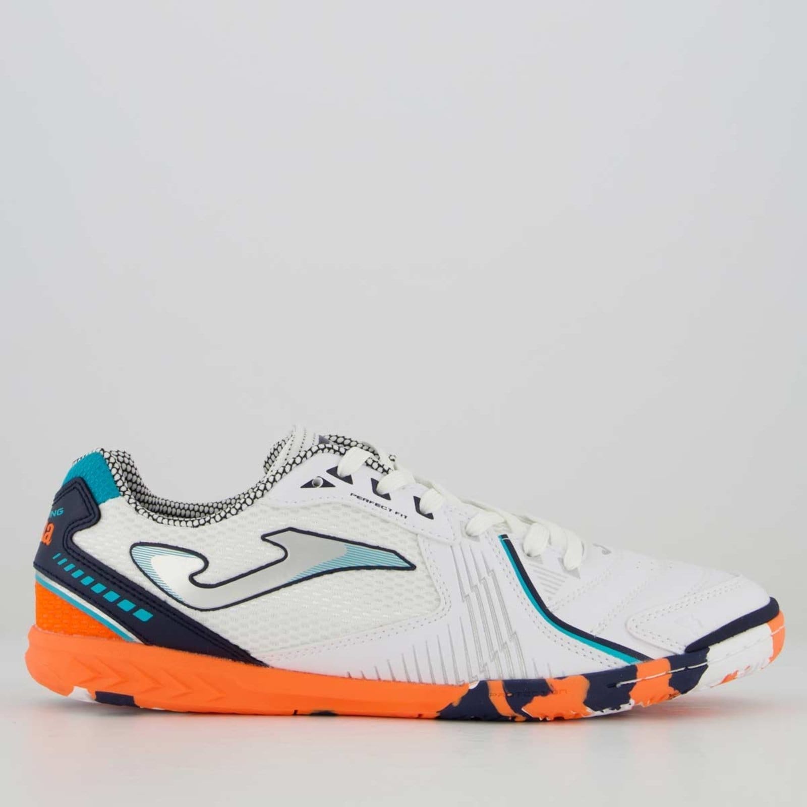 Chuteira Joma Dribling Futsal Branca e Laranja