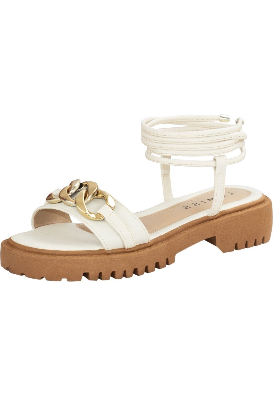 Vista principal Sandália Feminina Lumiss Flatform Tratorada Corrente Amarração Off White LUMISS off-white white