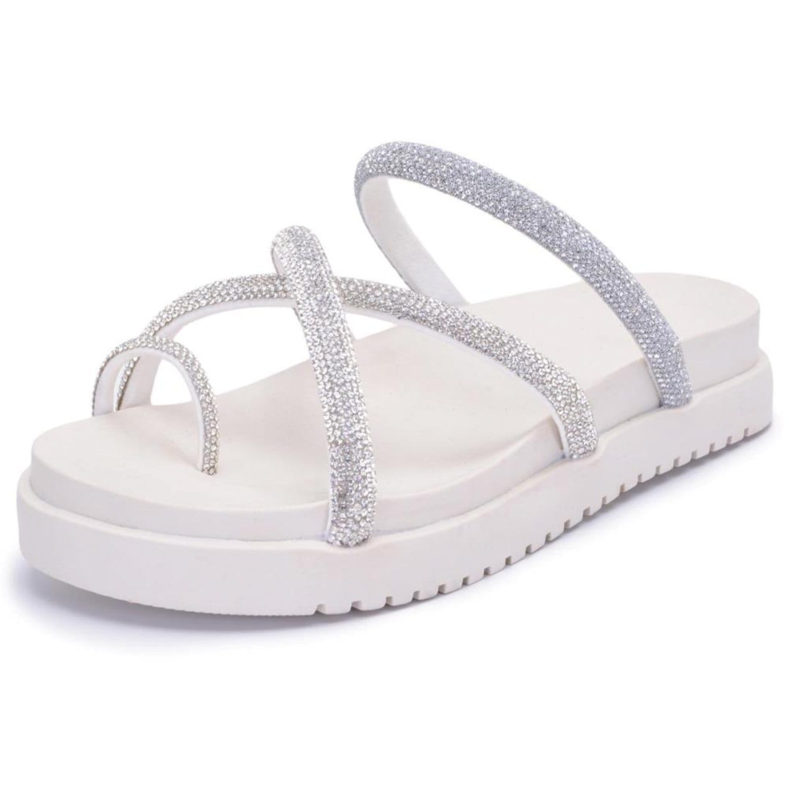 Papete Feminina Tiras Glitter DFT Wind Off White Peccato | Clube do Sapatato de Franca
