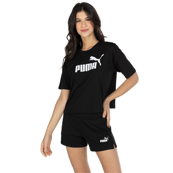 Imagem principal Blusa Feminina Manga Curta Cropped Puma Essentials Logo Tee Puma PRETO