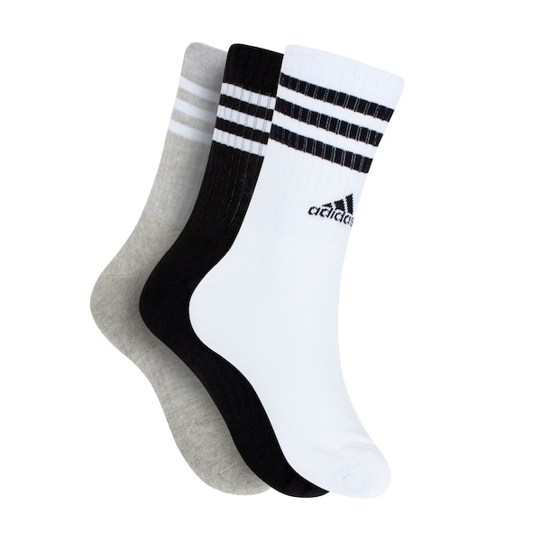 Imagem principal Kit de Meia adidas Adulto Cano Alto 3 Listras - 3 Pares Adidas CINZA/BRANCO