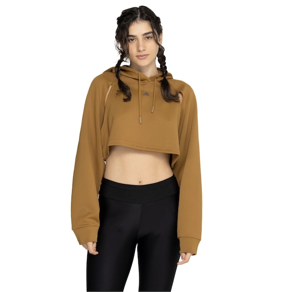 Imagem principal Blusa de Moletom Cropped Feminina adidas com Capuz Hiit Adidas MARROM