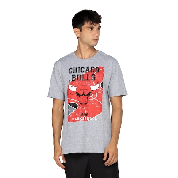 Imagem principal Camiseta Chicago Bulls Masculina NBA Manga Curta Backcourt NBA CINZA MESCLA