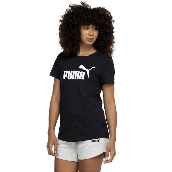Imagem principal Camiseta Feminina Puma Manga Curta Essentials Logo Tee Puma PRETO