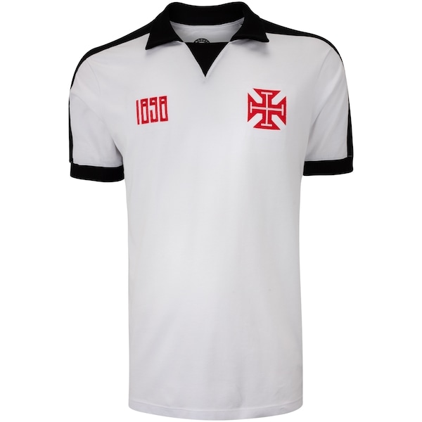 Imagem principal Camisa Polo do Vasco da Gama Masculina Retrô Anos 80 Vasco BRANCO/PRETO