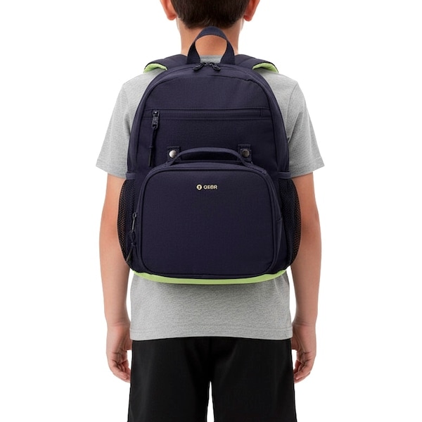 Imagem principal Mochila Lancheira Oxer Brick Destacável Infantil Oxer AZUL ESC/VERDE CLA