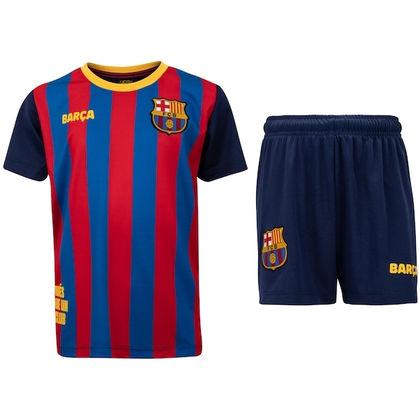 Imagem principal Kit Fardamento do Barcelona Infantil Camiseta + Calção Barcelona AZUL ESC/VERMELHO