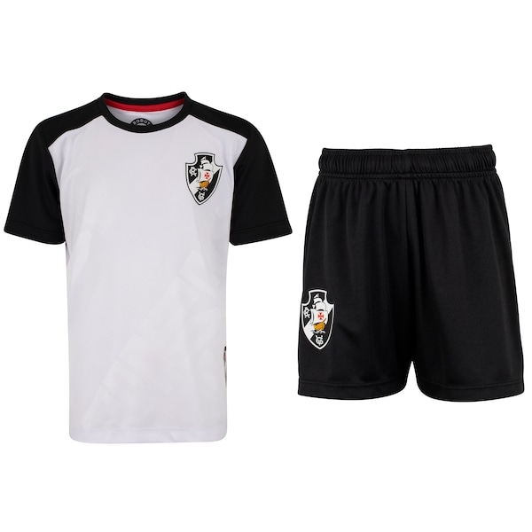 Imagem principal Kit Fardamento do Vasco Infantil Camiseta + Calção Vasco BRANCO/PRETO