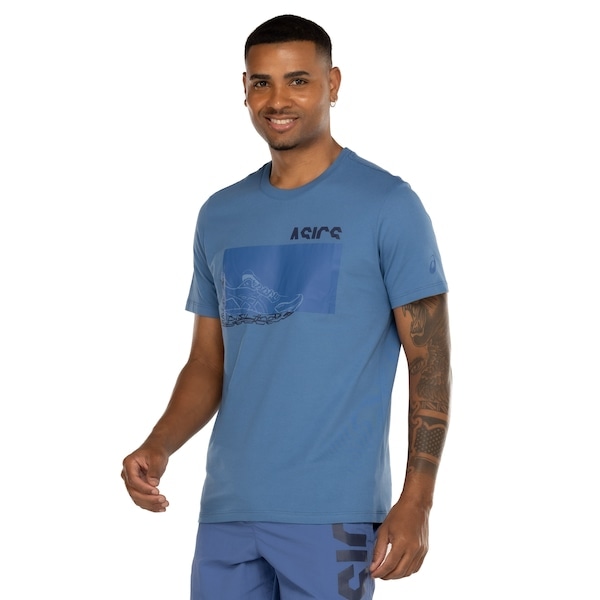 Imagem principal Camiseta Masculina ASICS Manga Curta Malha Est Sneaker ASICS AZUL