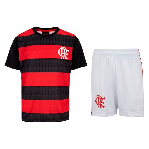 Imagem principal Kit de Uniforme do Flamengo Infantil Braziline Mini Craque Camiseta + Calção braziline PRETO