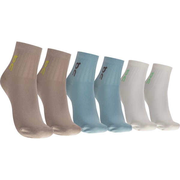 Imagem principal Kit de Meias On Running Cano Médio Logo Sock Mid Adulto 3 pares On AZUL/MARROM