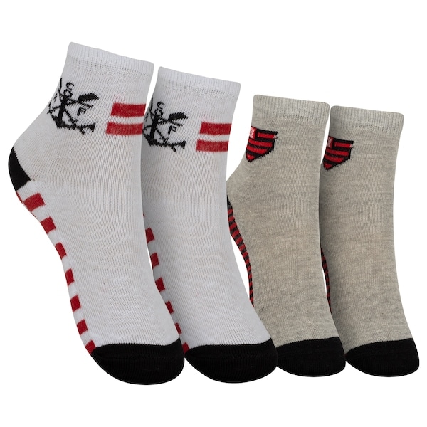 Imagem principal Kit de Meias do Flamengo Rikam Soquete Tamanho 25 ao 28 Rikam BRANCO/CINZA CLARO