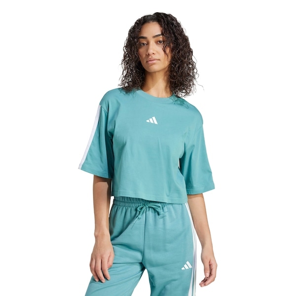 Imagem principal Camiseta adidas Essentials Três Listras Feminina Adidas VERDE/BRANCO
