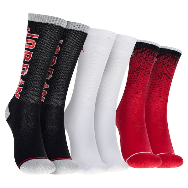 Imagem principal Kit Meia Infantil Nike Jordan Customized Crew 3 pares Nike VERMELHO/PRETO