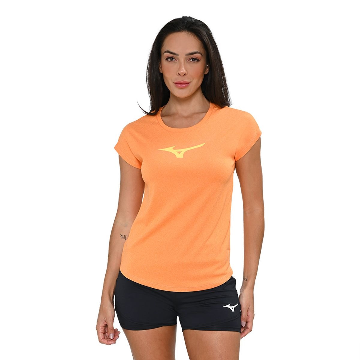 Imagem principal Camiseta de Corrida Feminina Mizuno Spark Big Logo Laranja Mizuno