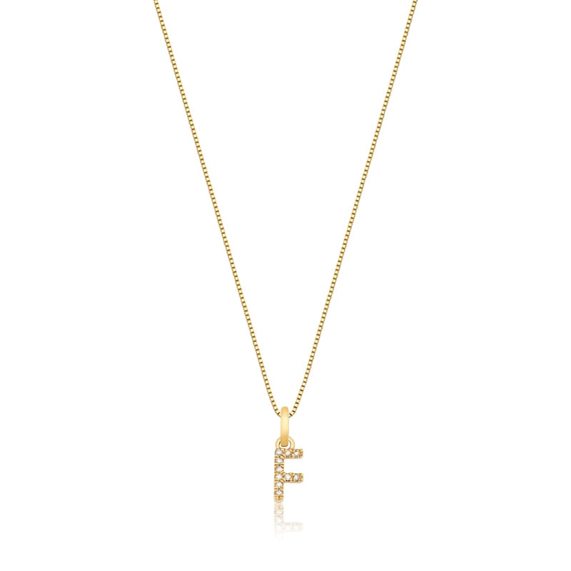 Imagem principal Pingente Letra F com Diamante em Ouro Amarelo 18k Monte Carlo