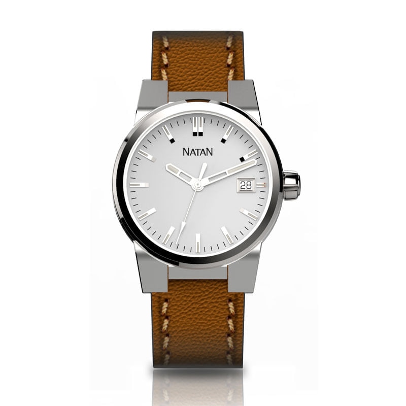 Imagem principal Relógio Natan Acqua Feminino em Aço Prateado e Couro Marrom Natan