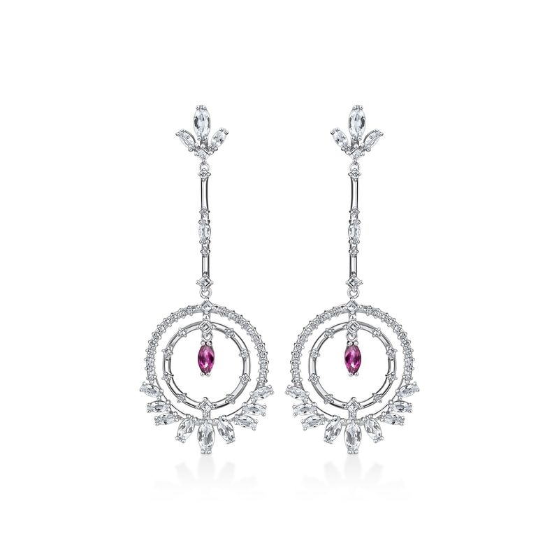 Imagem principal Brinco com Topázio e Rodolita em Prata 925 Monte Carlo