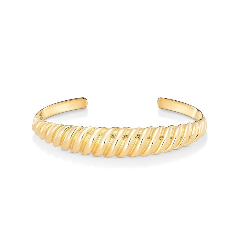 Imagem principal Pulseira Rígida Ondulada em Prata 925 com Banho de Ouro 18k - 18cm Monte Carlo