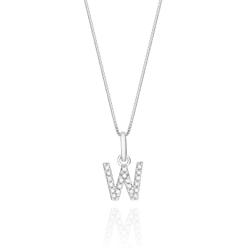 Imagem principal Pingente Letra W com Diamante em Ouro Branco 18k Monte Carlo