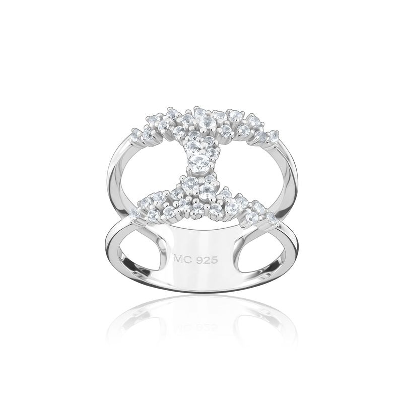 Imagem principal Anel Duplo com Safira em Prata 925 Monte Carlo