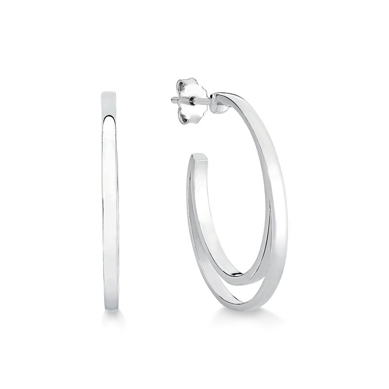Imagem principal Brinco Meia Argola Dupla 22mm em Prata 925 Monte Carlo