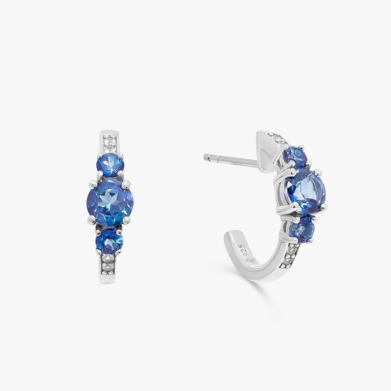 Imagem principal Brinco Argola com Safira e Topázio Azul em Prata 925 Monte Carlo