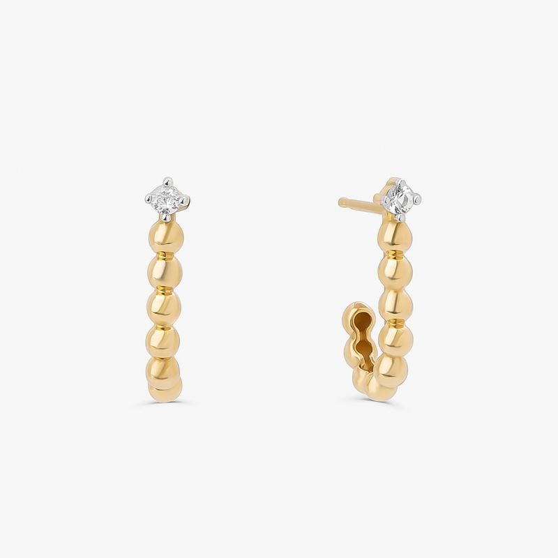 Imagem principal Brinco Meia Argola com Topázio Incolor em Ouro Amarelo 18k Monte Carlo