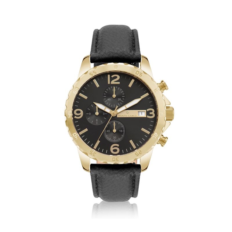 Imagem principal Relógio Monte Carlo Sports Cronógrafo Masculino em Aço Dourado e Couro Legítimo Monte Carlo