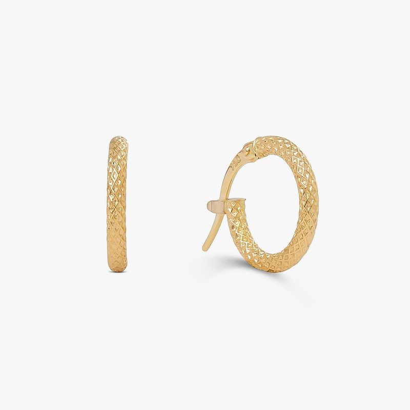Imagem principal Brinco Argola Escamas Fio Redondo em Ouro Amarelo 18k - 10 mm Monte Carlo