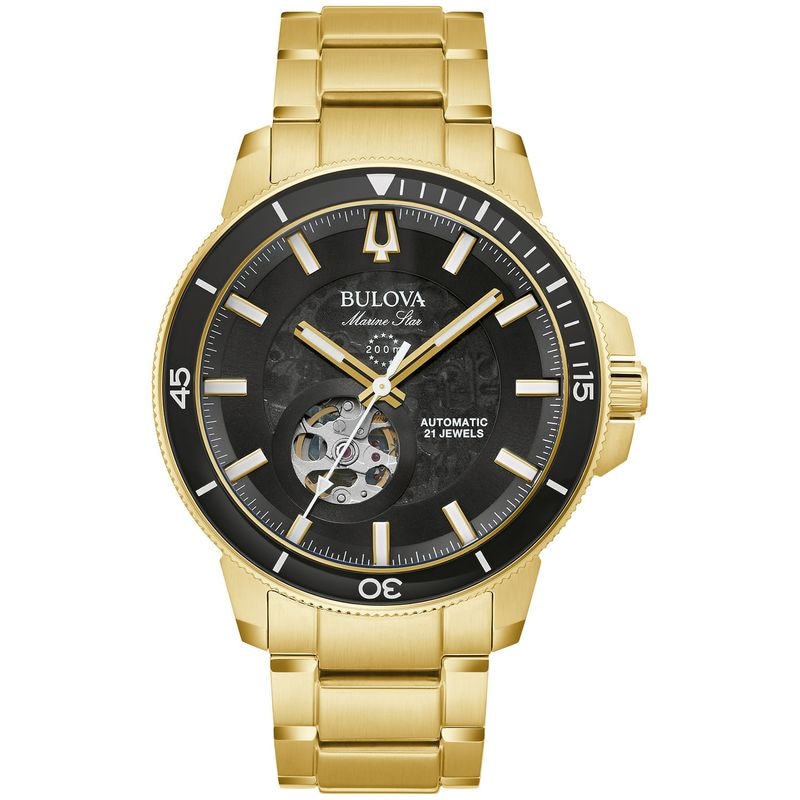 Imagem principal Relógio Bulova Marine Star Automático Skelethon 97A174N em Aço Dourado Bulova