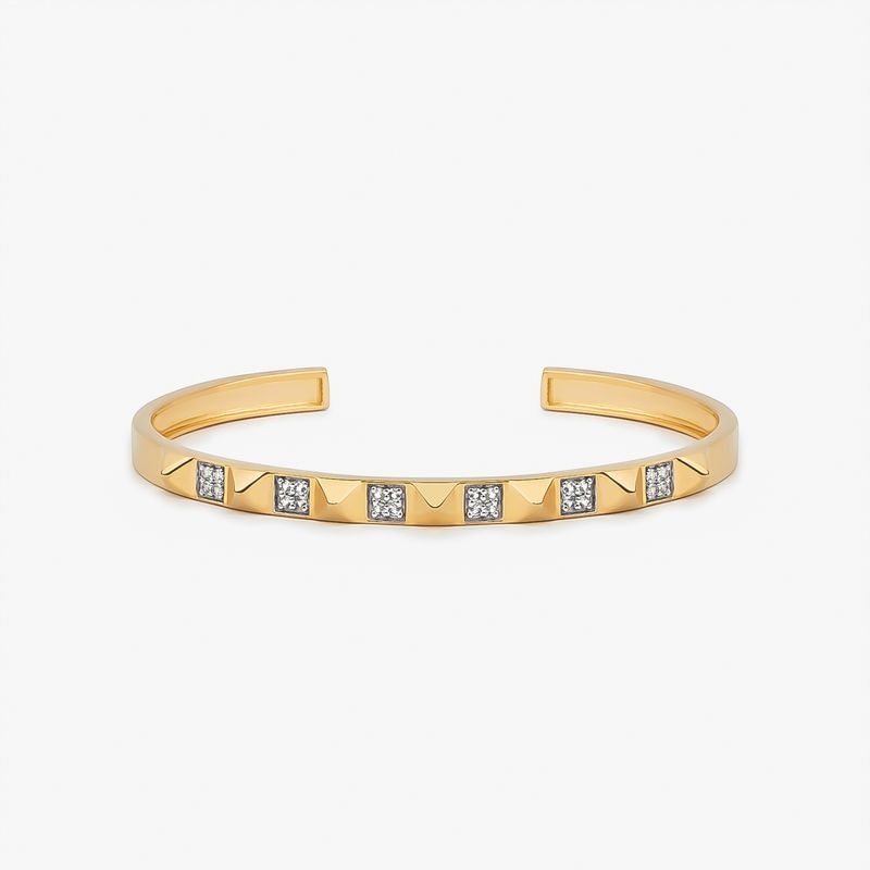 Imagem principal Pulseira Rígida Spikes com Topázio em Prata 925 com Banho de Ouro Amarelo 18k - 17 cm Monte Carlo