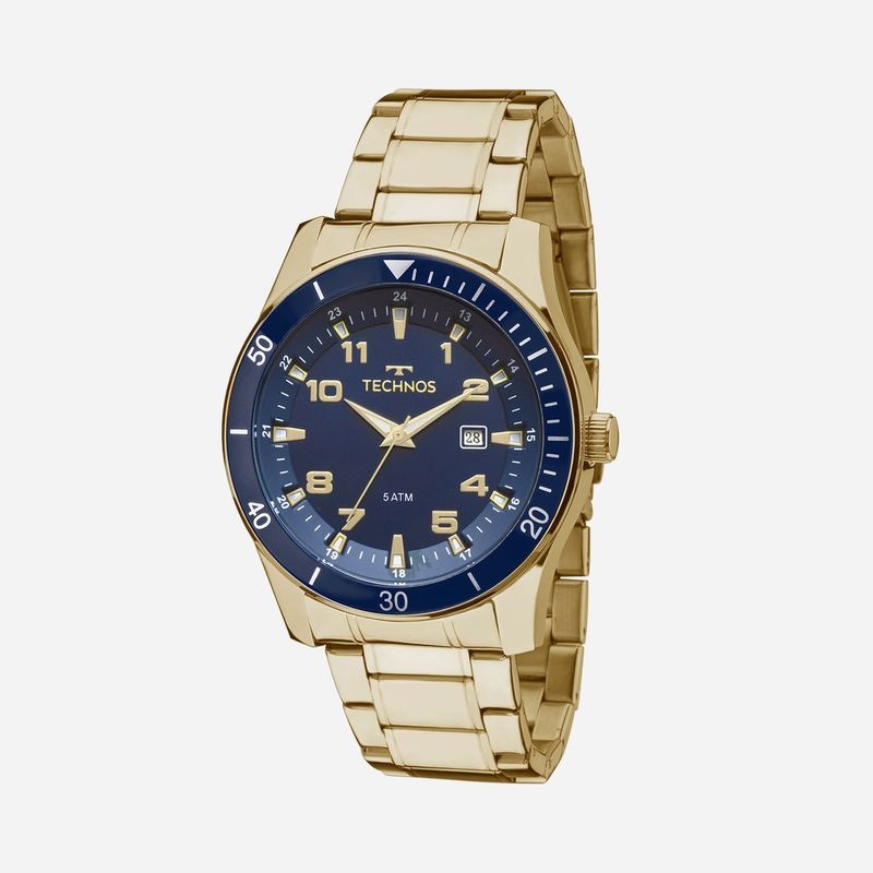 Imagem principal Relógio Technos Masculino em Aço Dourado e Aro Azul Technos