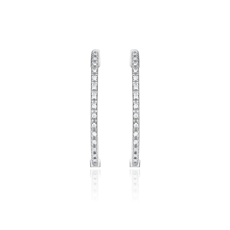 Imagem principal Brinco Argola com 16 Pontos de Diamantes com 26mm em Ouro Branco 18k Monte Carlo
